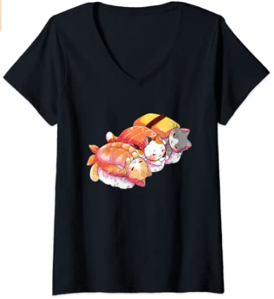 Camiseta sushi otaku gatos